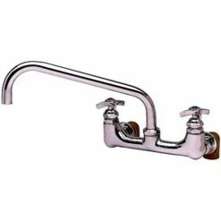 T&S Brass B-0290 TS Brass Wall Mount Faucet With 12-Inch Swing Nozzle, Chrome