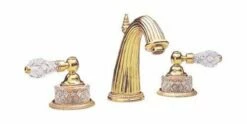 Phylrich K280/025 K280_025 Regent Cut Crystal Double Handle Widespread Bathroom Faucet In Polished Gold