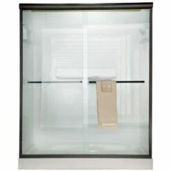 American Standard AM00350422.224 Euro Frameless By-Pass Tub Doors With Rain Glass, Oil Rubbed Bronze