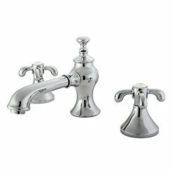 Kingston Brass KC7061TX Widespread Lavatory Faucet With Brass Pop-Up, 5-5/8 Inch In Spout Reach, Polished Chrome