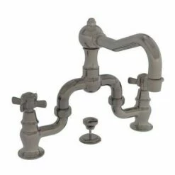 Newport Brass 1000B/15A Fairfield Widespread Bathroom Bridge Faucet With Metal Cross Handles And Pop-Up, Antique Nickel (Pewter)