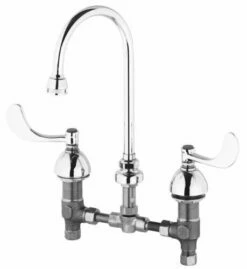 T&S Brass B-2866-04 TS Brass Deck Mounted Faucet With Swivel Gooseneck Spout, Chrome