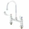 T&S Brass B-0327 Deck Mount Faucet, 1/2"NPT Male Inlets, Swivel Gooseneck, Aerator, 4" Wrist Handles, 8" -AF SUPPLY Sales Store 41jrxN69ZKL