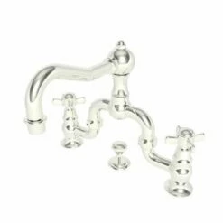 Newport Brass 1000B/15 1000B Fairfield Widespread Bathroom Bridge Faucet With Metal Cross, Polished Nickel
