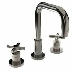 Newport Brass 1400/15A East Square Double Handle Widespread Lavatory Faucet With Metal Cross Handles (L, Antique Nickel (Pewter)