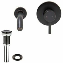 Vigo Industries VG05001ARB2 VIGO Olus Wall Mount Bathroom Faucet With Pop Up, Antique Rubbed Bronze