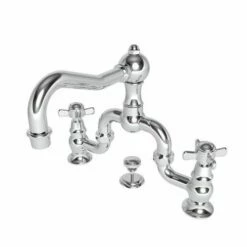 Newport Brass 1000B/26 1000B Fairfield Widespread Bathroom Bridge Faucet With Metal Cross, Polished Chrome
