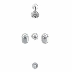 Gerber G004803483 Classics 1.75 GPM, 7-1/9" H X 10-3/5" W 3 Handle By-Pass Valve Body Tub & Shower Fitting In Polished Chrome