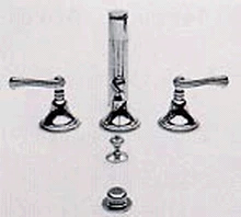 Newport Brass 989/06 989 Amisa Double Handle Widespread Bidet Faucet With Vacuum Breake, Antique Brass