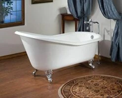 Cheviot Slipper Cast Iron Claw Foot Bathtub White / White With Chrome Feet