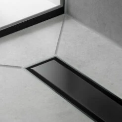 Hansgrohe 56041671 RainDrain Match Trim Zero/ Tile 39 3/8" With Height Adjustable Frame In Matte Black -AF SUPPLY Sales Store 56041671 3