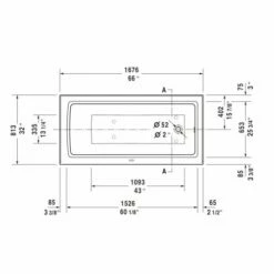 Duravit 70040700000009 Architec 66" Alcove Acrylic Soaking Tub With Right Drain And Overflow In White -AF SUPPLY Sales Store 70040700000009 3 1