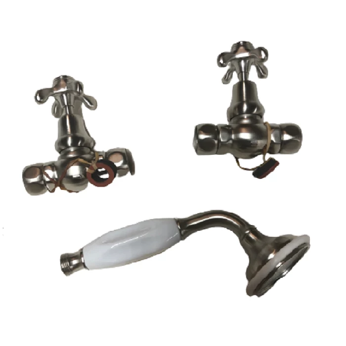 Sigma 7.00481521.42 Floor Mount Tub Filler With Telephone Handle Hand Shower, Risers, And Shut-off Kit In Satin Nickel 6 Sigma 7.00481521.42 Floor Mount Tub Filler With Telephone Handle Hand Shower, Risers, And Shut-off Kit In Satin Nickel - Image 4