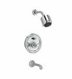 Jado 853495.150 Classic Pressure Balance Tub And Shower Trim Kit With Cross Handle, Platinum Nickel
