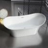 Barclay ATDSN69KIG-WT Noreen Acrylic Freestanding Oval Soaker Double Slipper Bathtub With Integral Drain And Overflow In White 2 Barclay ATDSN69KIG-WT Noreen Acrylic Freestanding Oval Soaker Double Slipper Bathtub With Integral Drain And Overflow In White -AF SUPPLY Sales Store ATDSN69KIGWT