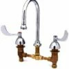 T&S Brass B-2865 Medical Faucet, Deck Mount, 8" Centers, Rigid Gooseneck With RoseSpray, 6" Wrist Handles -AF SUPPLY Sales Store B 2865