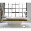 WetStyle BBE01-R-PC-MA-S38 Be Collection Freestanding Soaker Tub With Surround Wood Shelf In White Matte 1 WetStyle BBE01-R-PC-MA-S38 Be Collection Freestanding Soaker Tub With Surround Wood Shelf In White Matte -AF SUPPLY Sales Store BBEO1RPCMWSH38 2