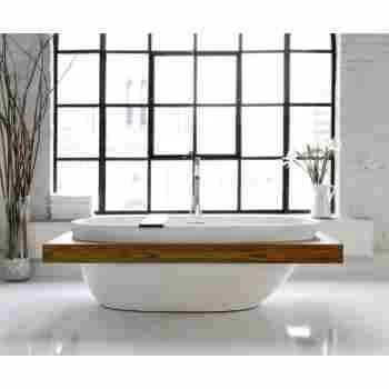 WetStyle BBE01-R-PC-MA-S38 Be Collection Freestanding Soaker Tub With Surround Wood Shelf In White Matte 3 WetStyle BBE01-R-PC-MA-S38 Be Collection Freestanding Soaker Tub With Surround Wood Shelf In White Matte