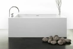 WetStyle BC0302-BN-COP-GA Cube Collection Freestanding Soaker Tub In White True High Gloss