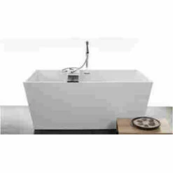 WetStyle BC0801-BN-COP-GA Cube Collection Freestanding Soaker Tub In White True High Gloss