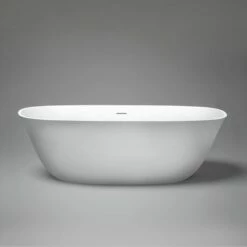 Blu Bathworks BT0402N16-01M Coco Blu Stone Freestanding Oval Bathtub, White Matte , 65 X 25.5 X 19.75