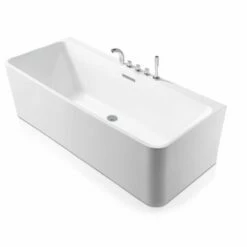 Blu Bathworks BT2020.15 Acrylic 59"L X 28.25"W X 23.50"H Freestanding Bathtub In White Gloss