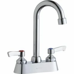 Elkay LK406GN04L2 4" Centerset With Exposed Deck Faucet With 4" Gooseneck Spout 2" Lever Handles Chrome