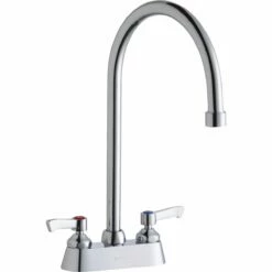 Elkay LK406GN08L2 4" Centerset With Exposed Deck Faucet With 8" Gooseneck Spout 2" Lever Handles Chrome