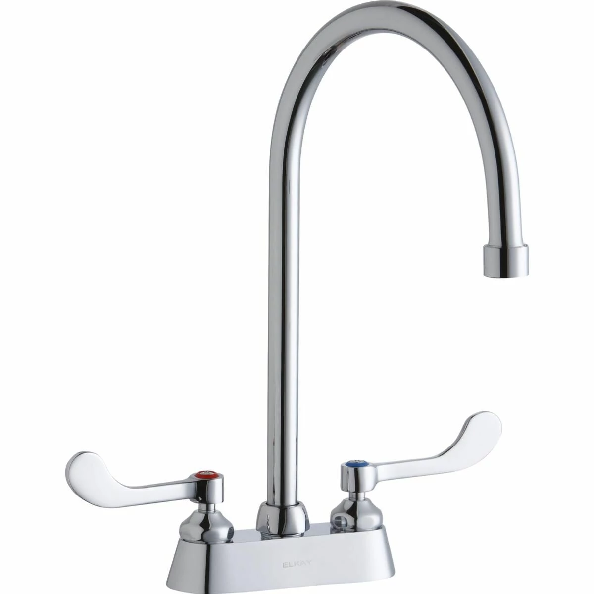 Elkay LK406GN08T4 4" Centerset With Exposed Deck Faucet With 8" Gooseneck Spout 4" Wristblade Handles Chrome 3 Elkay LK406GN08T4 4" Centerset With Exposed Deck Faucet With 8" Gooseneck Spout 4" Wristblade Handles Chrome