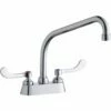 Elkay LK406HA10T4 4" Centerset With Exposed Deck Faucet With 10" High Arc Spout 4" Wristblade Handles Chrome -AF SUPPLY Sales Store LK406HA10T4