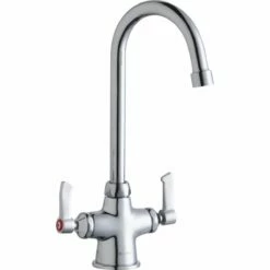 Elkay LK500GN05L2 Single Hole With Concealed Deck Faucet With 5" Gooseneck Spout 2" Lever Handles Chrome