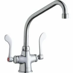 Elkay LK500HA08T4 Single Hole With Concealed Deck Faucet With 8" High Arc Spout 4" Wristblade Handles Chrome