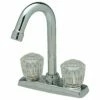 Elkay LKA2475LF 4" Centerset Deck Mount Faucet With Gooseneck Spout And Clear Crystalac Handles Chrome -AF SUPPLY Sales Store LKA2475LF