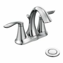 Moen 6410 Eva In Brushed Nickel Two-Handle High Arc Bathroom Faucet In Chrome