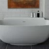 Lacava TUB07-001G Sottile Free-standing Soaking Bathtub Made Of White Solid Surface With An Overflow, Net Weight 286 Lbs, Water Capacity 61 Gal. 62 1/4"W, 32 1/4"D, 23 5/8"H. In Gloss White -AF SUPPLY Sales Store TUB07 001G