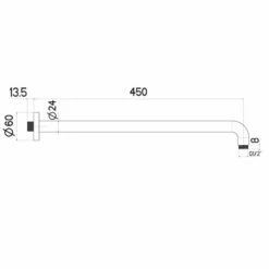 Nikles A48N.B45.000.34N/US XL 17.72" Shower Arm In Brushed Nickel -AF SUPPLY Sales Store a48nb4500034nus 1