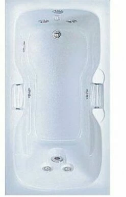 Aquatic AI6032D-WH Estate 5 Foot Laguna Slip Resistant 7 Jet Rectangular Acrylic Whirlpool Bath Tub In White With Universal Drain