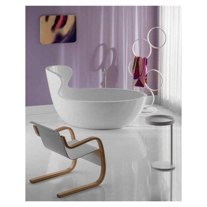 Rapsel ARN1 018 Designer Freestanding Bathtub In White Titanic Resin. Overflow And European Pop-up Drain Included. 4 Rapsel ARN1 018 Designer Freestanding Bathtub In White Titanic Resin. Overflow And European Pop-up Drain Included. - Image 2