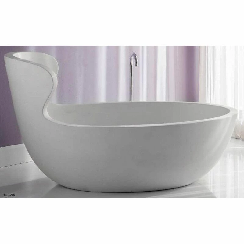 Rapsel ARN1 018 Designer Freestanding Bathtub In White Titanic Resin. Overflow And European Pop-up Drain Included. 3 Rapsel ARN1 018 Designer Freestanding Bathtub In White Titanic Resin. Overflow And European Pop-up Drain Included.