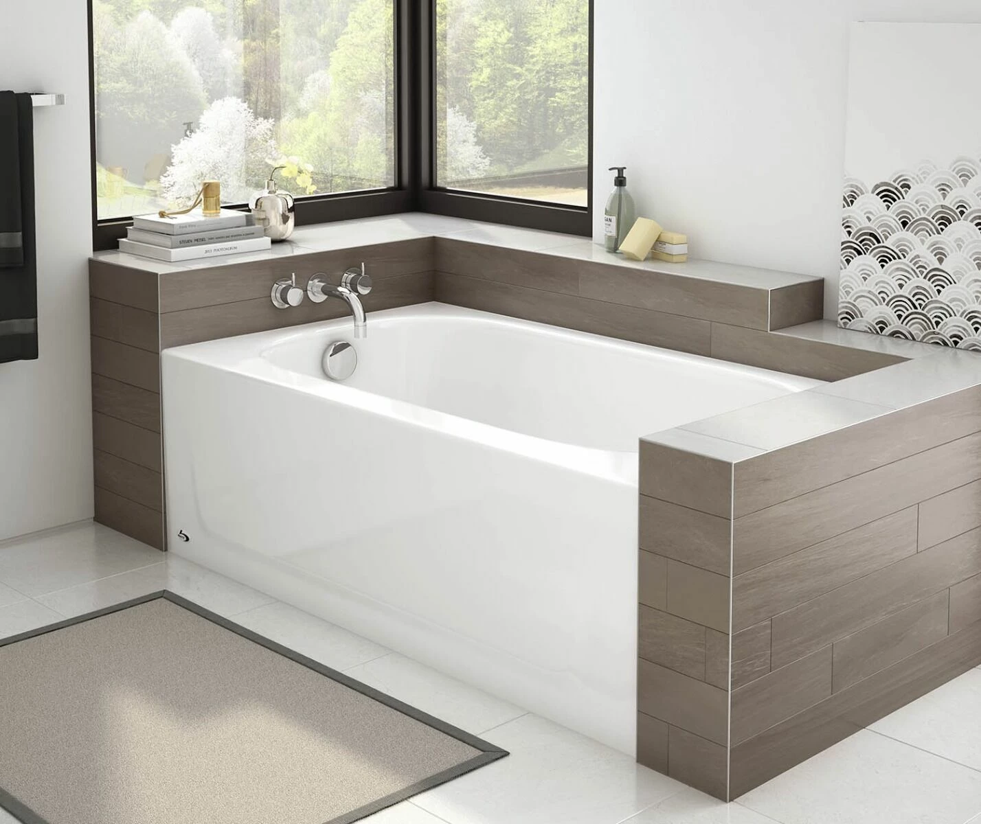 Bootz 011-3303-00 Kona 54" X 30" Porcelain Enamel Alcove Left Hand Drain Bathtub In White 5 Bootz 011-3303-00 Kona 54" X 30" Porcelain Enamel Alcove Left Hand Drain Bathtub In White - Image 3