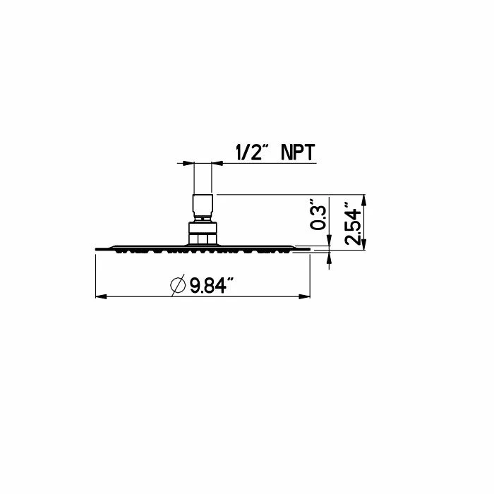 Nikles BPN250Q05-2.5N/US Stainless Steel Piano Square 9.8" X 9.8 " Shower Head In Polished Chrome 4 Nikles BPN250Q05-2.5N/US Stainless Steel Piano Square 9.8" X 9.8 " Shower Head In Polished Chrome - Image 2