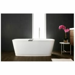 Wetstyle BST01-MBNT-MA Straight 58.94" L X 27.94" W X 21.06" H Freestanding Bathtub With Matte Black Drain - No Trim Overflow In White Matte