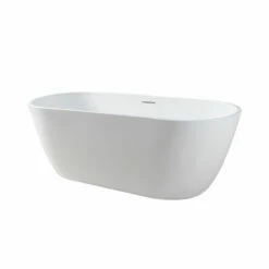 Emory And Bond EB40163 Atlantic Freestanding Bath Tub 63"L X 29"W X 23"H, Glossy White, Oval, Center Drain