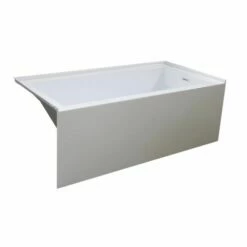 Emory And Bond EB407606 Essex Skirted Alcove 60" L X 30" W Acrylic Bath Tub In White With Right Hand Flange Rectangular Design Slotted Overflow Round Drain Hole