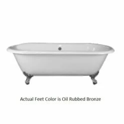 Emory & Bond EB70160ORB Universal Cast Iron 61" Double Roll Top Claw Foot Tub With Oil Rubbed Bronze Feet