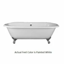 Emory & Bond EB70160WH Universal Cast Iron 61" Double Roll Top Claw Foot Tub With White Feet