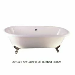 Emory & Bond EB70167ORB Universal Cast Iron 67" Double Roll Top Claw Foot Tub With Oil Rubbed Bronze Feet