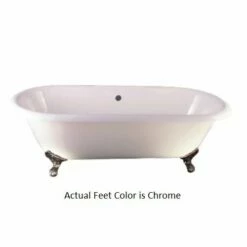 Emory & Bond EB70167PC Universal Cast Iron 67" Double Roll Top Claw Foot Tub With Chrome Feet