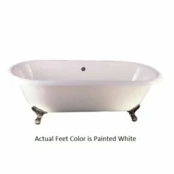 Emory & Bond EB70167WH Universal Cast Iron 67" Double Roll Top Claw Foot Tub With White Feet