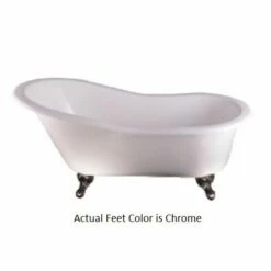 Emory & Bond EB70260PC 61" Cast Iron Slipper Claw Foot Tub With Chrome Feet In White